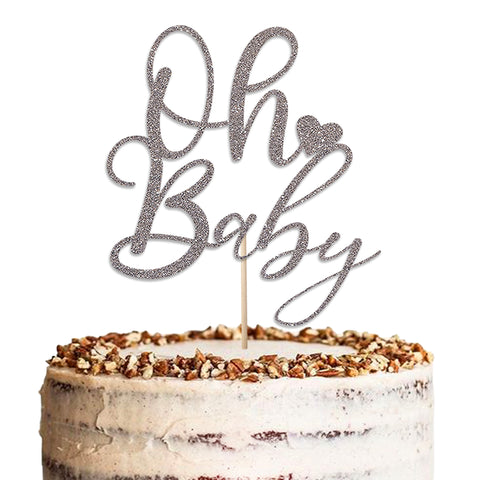 Oh Baby Baby Shower Glitter Cake Topper by KreateSquare | Variety of Colour Available Premium 950 GSM Glitter Finish