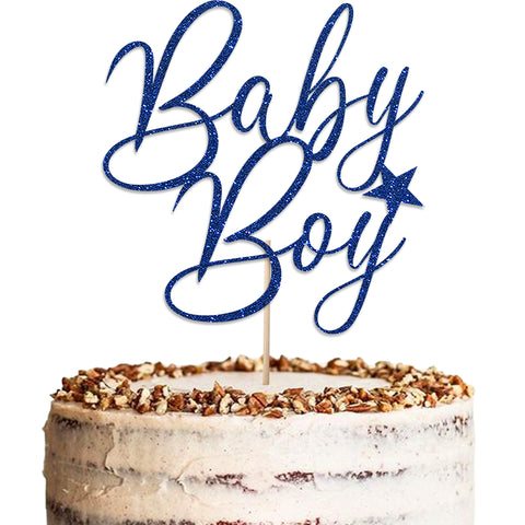 Baby Boy Baby Shower Glitter Cake Topper by KreateSquare | Variety of Colour Available Premium 950 GSM Glitter Finish