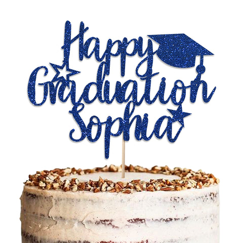 Personalised Graduation Glitter Cake Topper by KreateSquare | Custom Colour Any Name Premium 950 GSM Glitter Finish