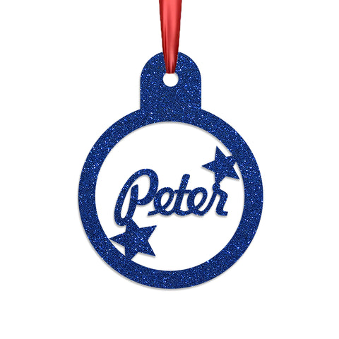 Personalised Christmas Bauble By KreateSquare 950 GSM Double Sided Glitter Xmas Tree Decoration Custom Name Baubles - Name Tag Design