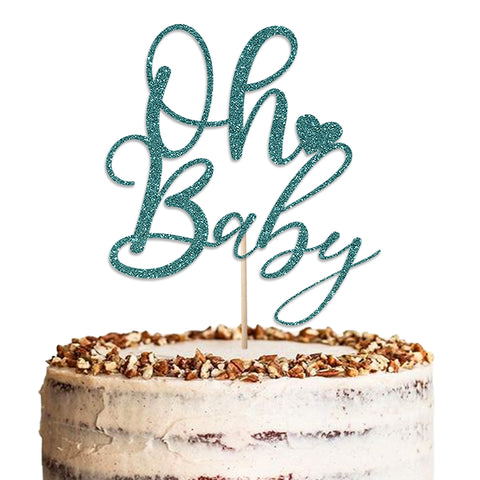 Oh Baby Baby Shower Glitter Cake Topper by KreateSquare | Variety of Colour Available Premium 950 GSM Glitter Finish