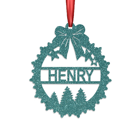 Personalised Christmas Bauble By KreateSquare 950 GSM Double Sided Glitter Xmas Tree Decoration Custom Name Baubles - Star Xmas Tree Design