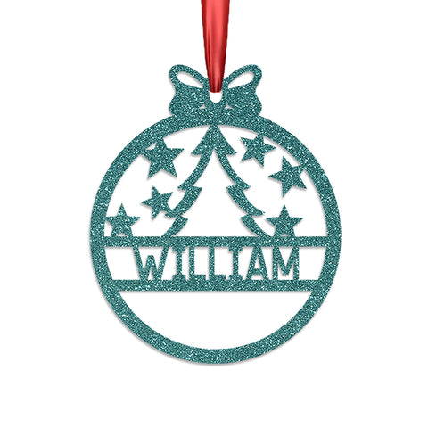 Personalised Christmas Bauble By KreateSquare 950 GSM Double Sided Glitter Xmas Tree Decoration Custom Name Baubles - Christmas Tree Design