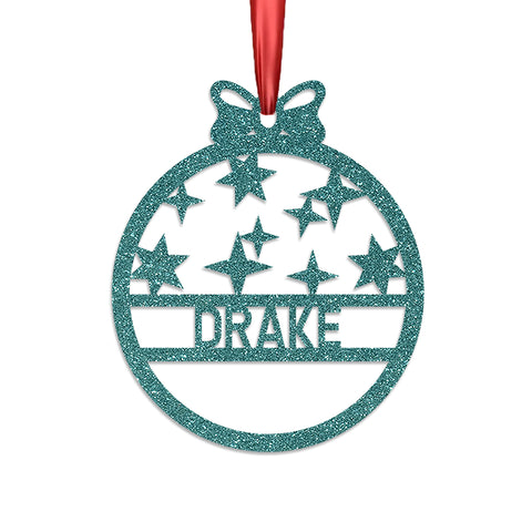 Personalised Christmas Bauble By KreateSquare 950 GSM Double Sided Glitter Xmas Tree Decoration Custom Name Baubles - Christmas Blink Star Design