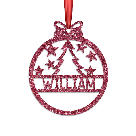 Personalised Christmas Bauble By KreateSquare 950 GSM Double Sided Glitter Xmas Tree Decoration Custom Name Baubles - Christmas Tree Design