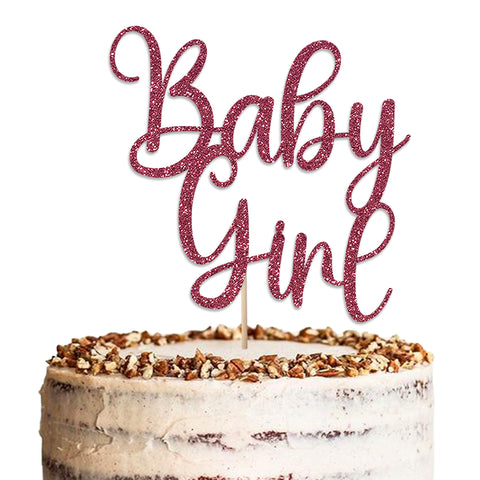 Baby Girl Baby Shower Glitter Cake Topper by KreateSquare | Variety of Colour Available Premium 950 GSM Glitter Finish