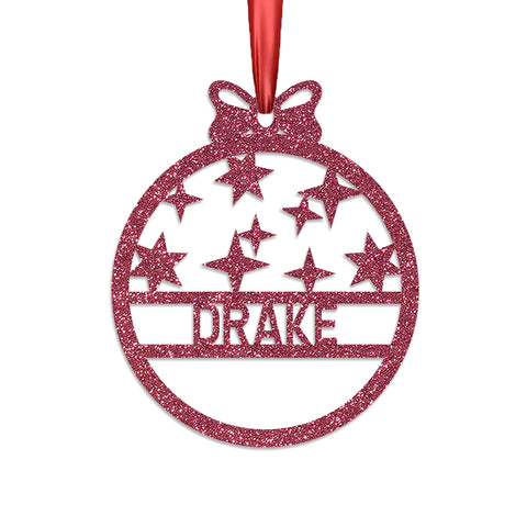 Personalised Christmas Bauble By KreateSquare 950 GSM Double Sided Glitter Xmas Tree Decoration Custom Name Baubles - Christmas Blink Star Design