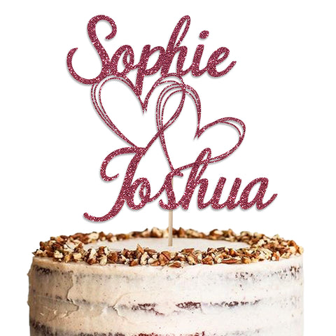 Personalised Wedding Glitter Cake Topper by KreateSquare | Custom Colour Any Name Premium 950 GSM Glitter Finish