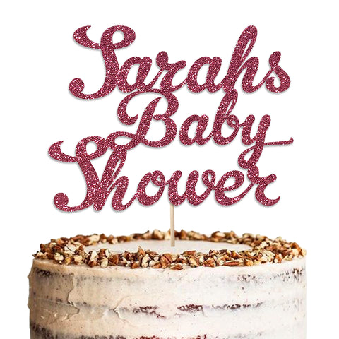 Personalised Baby Shower Glitter Cake Topper by KreateSquare Colour Any Name Premium 950 GSM Glitter Finish