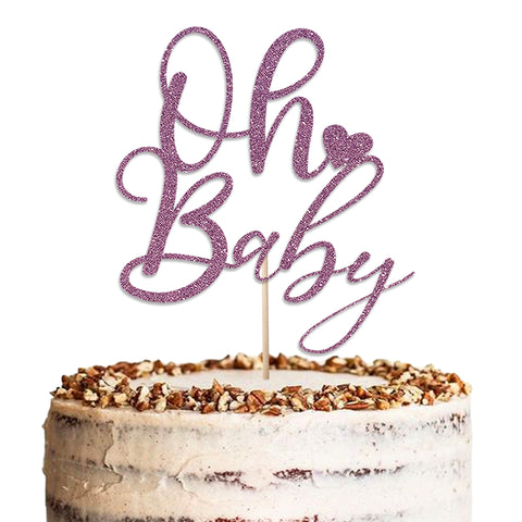 Oh Baby Baby Shower Glitter Cake Topper by KreateSquare | Variety of Colour Available Premium 950 GSM Glitter Finish