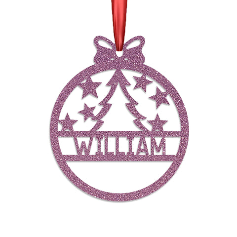 Personalised Christmas Bauble By KreateSquare 950 GSM Double Sided Glitter Xmas Tree Decoration Custom Name Baubles - Christmas Tree Design