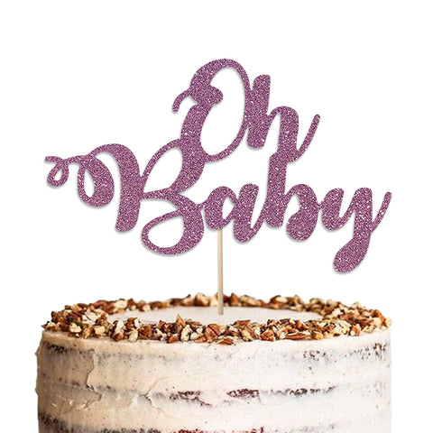 Baby Shower Oh Baby Glitter Cake Topper by KreateSquare | Variety of Colour Available Premium 950 GSM Glitter Finish