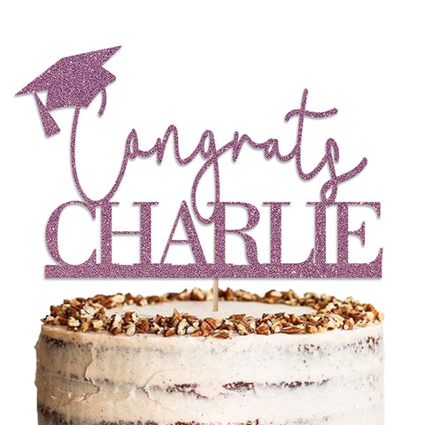 Personalised Graduation Glitter Cake Topper by KreateSquare | Custom Colour Any Name Premium 950 GSM Glitter Finish