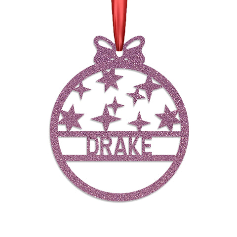 Personalised Christmas Bauble By KreateSquare 950 GSM Double Sided Glitter Xmas Tree Decoration Custom Name Baubles - Christmas Blink Star Design