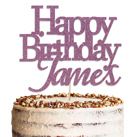 Personalised Happy Birthday Glitter Cake Topper by KreateSquare | Custom Colour Any Name Premium 950 GSM Glitter Finish