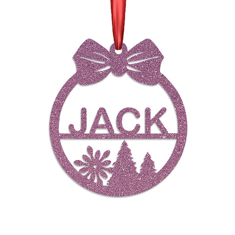 Personalised Christmas Bauble By KreateSquare 950 GSM Double Sided Glitter Xmas Tree Decoration Custom Name Baubles - Flower Xmas Tree Design