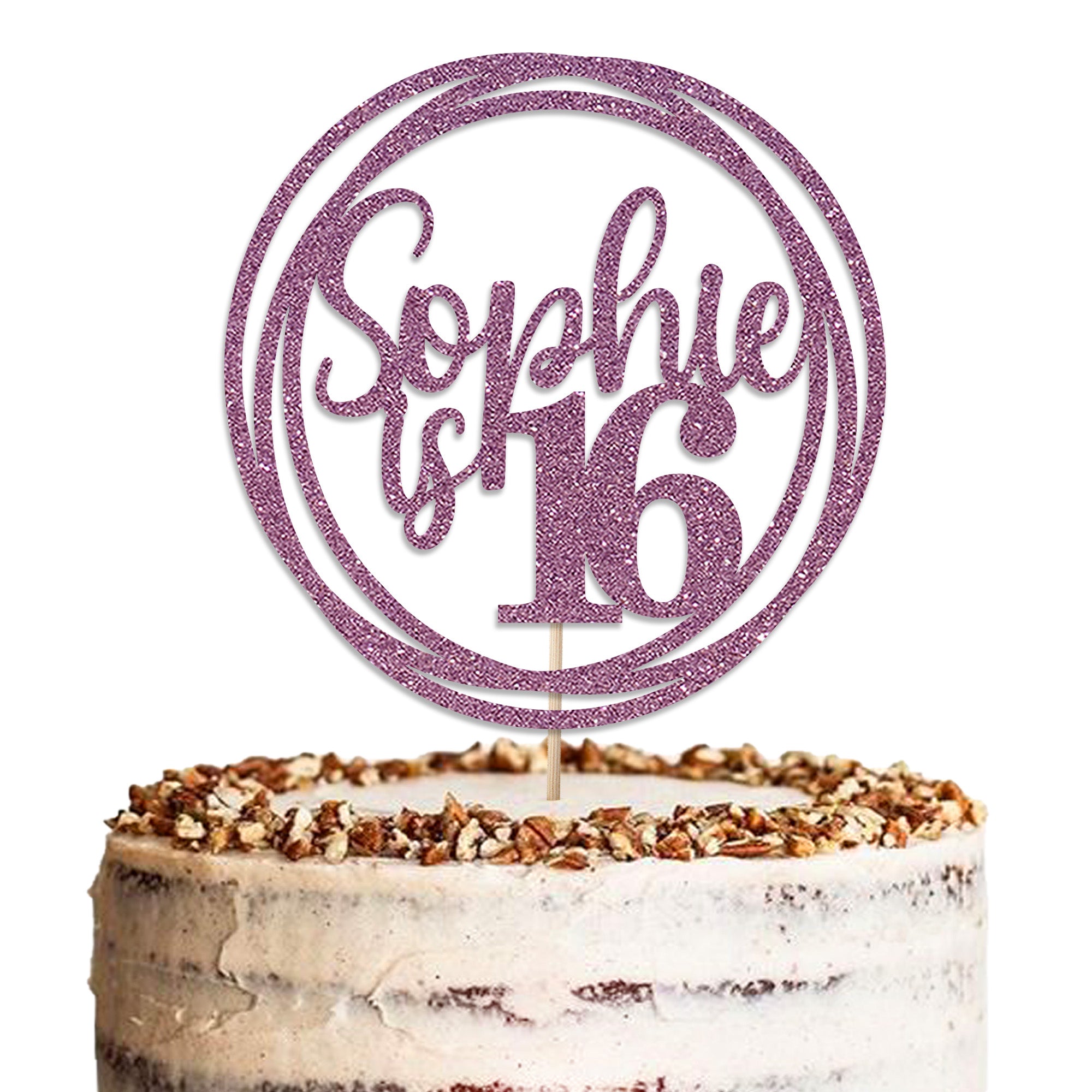 Gepersonaliseerde Happy Birthday Glitter Cake Topper door Gepersonaliseerde Happy Birthday Glitter Cake Topper door