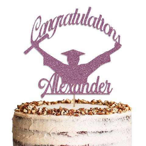 Personalised Graduation Glitter Cake Topper by KreateSquare | Custom Colour Any Name Premium 950 GSM Glitter Finish