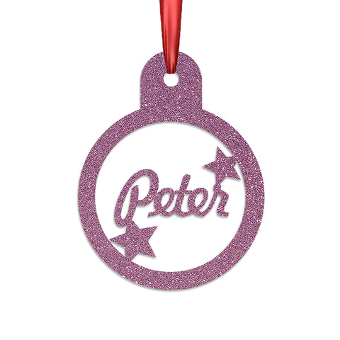 Personalised Christmas Bauble By KreateSquare 950 GSM Double Sided Glitter Xmas Tree Decoration Custom Name Baubles - Name Tag Design