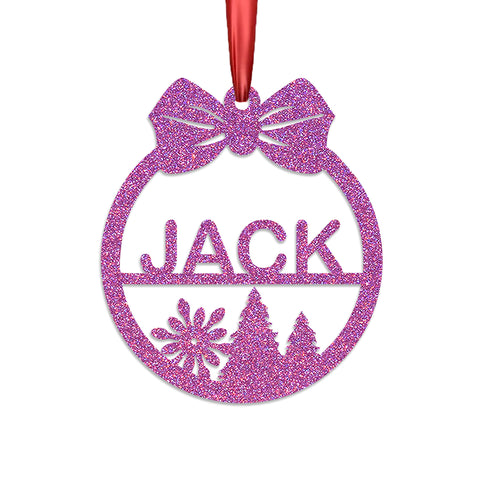 Personalised Christmas Bauble By KreateSquare 950 GSM Double Sided Glitter Xmas Tree Decoration Custom Name Baubles - Flower Xmas Tree Design