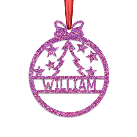 Personalised Christmas Bauble By KreateSquare 950 GSM Double Sided Glitter Xmas Tree Decoration Custom Name Baubles - Christmas Tree Design