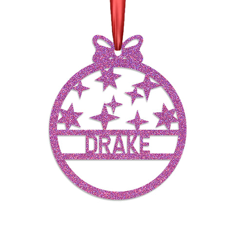 Personalised Christmas Bauble By KreateSquare 950 GSM Double Sided Glitter Xmas Tree Decoration Custom Name Baubles - Christmas Blink Star Design