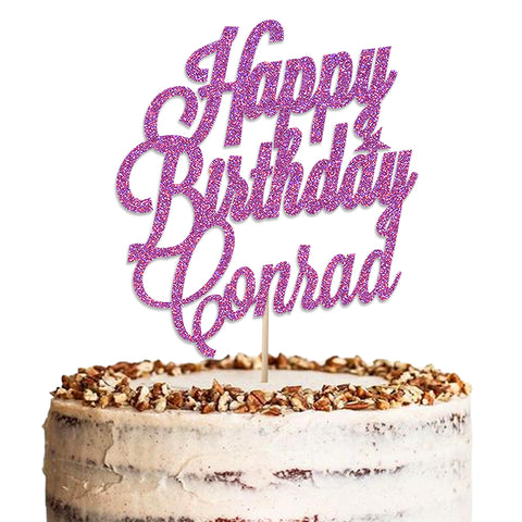 Personalised Happy Birthday Glitter Cake Topper by KreateSquare | Custom Colour Any Name Premium 950 GSM Glitter Finish