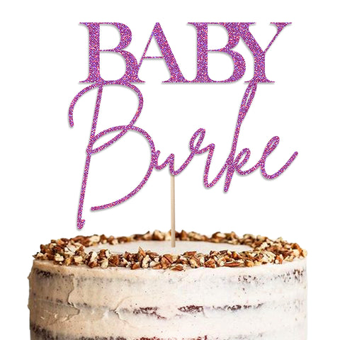 Personalised Baby Shower Glitter Cake Topper by KreateSquare | Custom Colour Any Name Premium  Finish 950 GSM Glitter