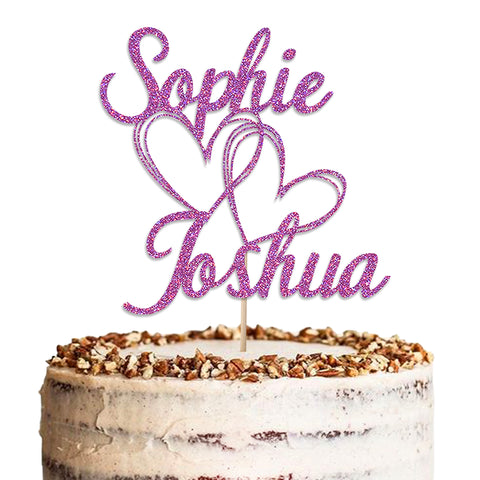 Personalised Wedding Glitter Cake Topper by KreateSquare | Custom Colour Any Name Premium 950 GSM Glitter Finish