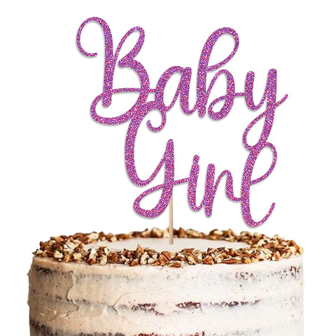 Baby Girl Baby Shower Glitter Cake Topper by KreateSquare | Variety of Colour Available Premium 950 GSM Glitter Finish