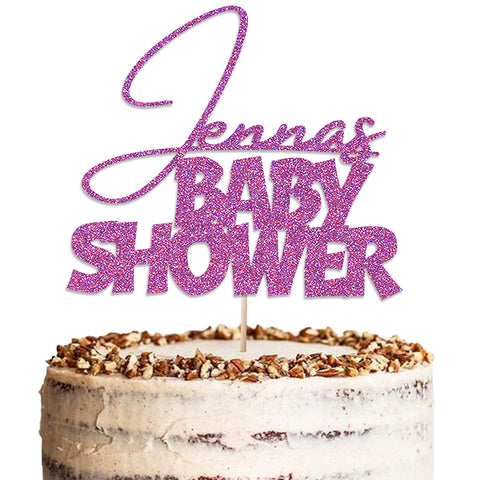 Personalised Baby Shower Glitter Cake Topper by KreateSquare Custom Colour Any Name Premium 950 GSM Glitter Finish