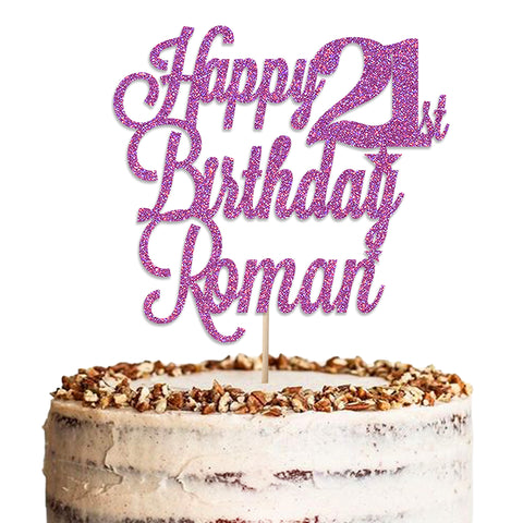 Personalised Happy Birthday Glitter Cake Topper by KreateSquare | Custom Colour Any Name Premium 950 GSM Glitter Finish