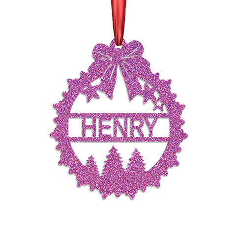 Personalised Christmas Bauble By KreateSquare 950 GSM Double Sided Glitter Xmas Tree Decoration Custom Name Baubles - Star Xmas Tree Design