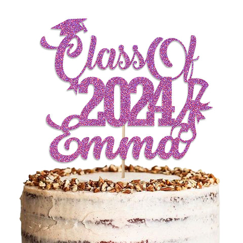 Personalised Graduation Glitter Cake Topper by KreateSquare | Custom Colour Any Name Premium 950 GSM Glitter Finish