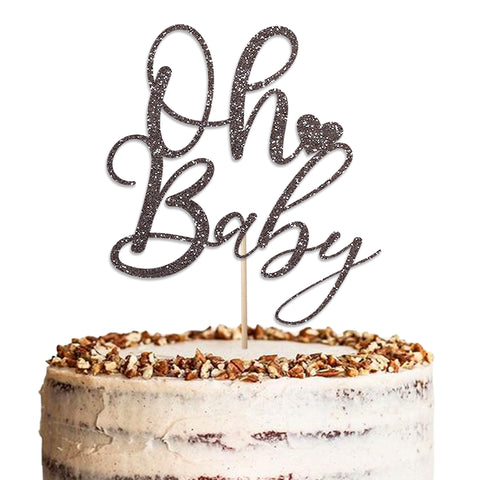 Oh Baby Baby Shower Glitter Cake Topper by KreateSquare | Variety of Colour Available Premium 950 GSM Glitter Finish