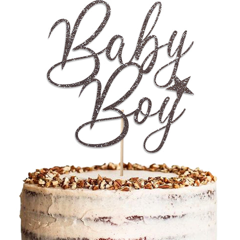 Baby Boy Baby Shower Glitter Cake Topper by KreateSquare | Variety of Colour Available Premium 950 GSM Glitter Finish