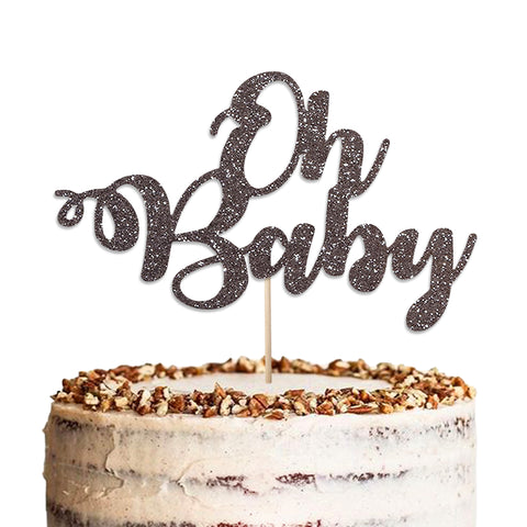 Baby Shower Oh Baby Glitter Cake Topper by KreateSquare | Variety of Colour Available Premium 950 GSM Glitter Finish