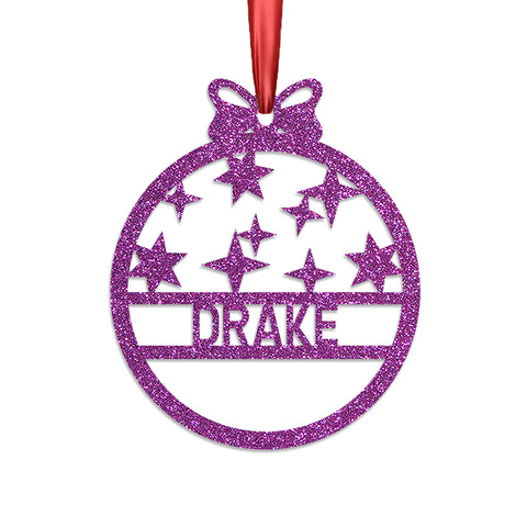 Personalised Christmas Bauble By KreateSquare 950 GSM Double Sided Glitter Xmas Tree Decoration Custom Name Baubles - Christmas Blink Star Design