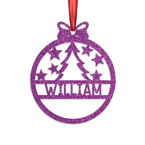 Personalised Christmas Bauble By KreateSquare 950 GSM Double Sided Glitter Xmas Tree Decoration Custom Name Baubles - Christmas Tree Design