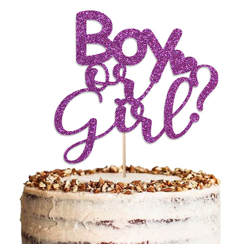 Boy or Girl Baby Shower Glitter Cake Topper by KreateSquare | Variety of Colour Available Premium 950 GSM Glitter Finish