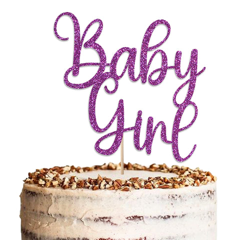 Baby Girl Baby Shower Glitter Cake Topper by KreateSquare | Variety of Colour Available Premium 950 GSM Glitter Finish