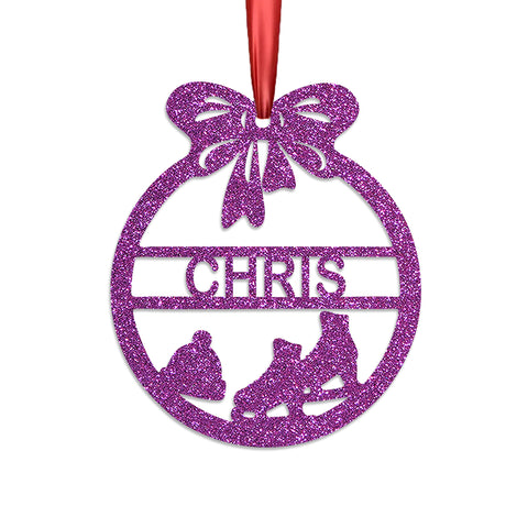 Personalised Christmas Bauble By KreateSquare 950 GSM Double Sided Glitter Xmas Tree Decoration Custom Name Baubles - Shoes & Hat Design