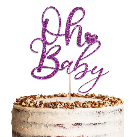 Oh Baby Baby Shower Glitter Cake Topper by KreateSquare | Variety of Colour Available Premium 950 GSM Glitter Finish