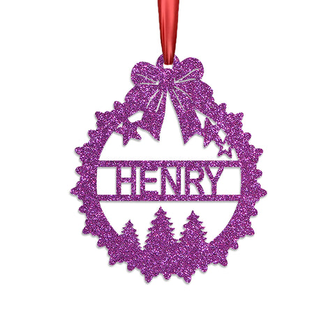 Personalised Christmas Bauble By KreateSquare 950 GSM Double Sided Glitter Xmas Tree Decoration Custom Name Baubles - Star Xmas Tree Design