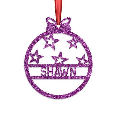 Personalised Christmas Bauble By KreateSquare 950 GSM Double Sided Glitter Xmas Tree Decoration Custom Name Baubles - Christmas Star Design