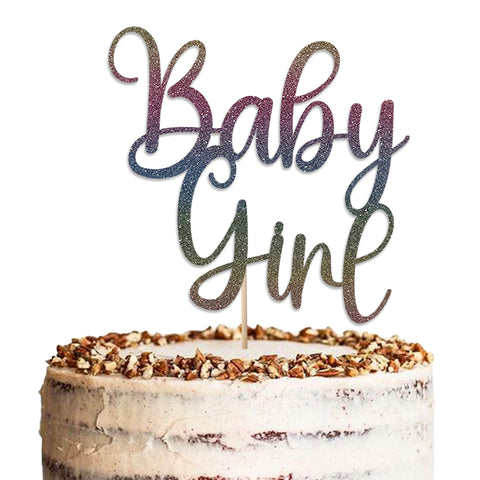 Baby Girl Baby Shower Glitter Cake Topper by KreateSquare | Variety of Colour Available Premium 950 GSM Glitter Finish