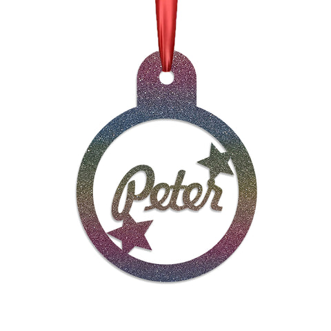 Personalised Christmas Bauble By KreateSquare 950 GSM Double Sided Glitter Xmas Tree Decoration Custom Name Baubles - Name Tag Design