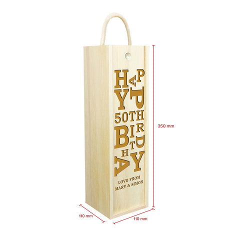 Personalised Happy Birthday Wooden Wine Box By KreateSquare Customise with Any Age Scrambled Design