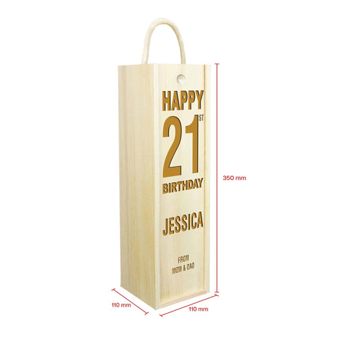 Personalised Happy Birthday Wooden Wine Box By KreateSquare Customise with Any Name and Age 18th 21st 25th 30th 40th Design