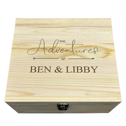 Personalised Couple Memory Box Keepsake by KreateSquare - Ideal for Valentines, Anniversary or The Adventures Design